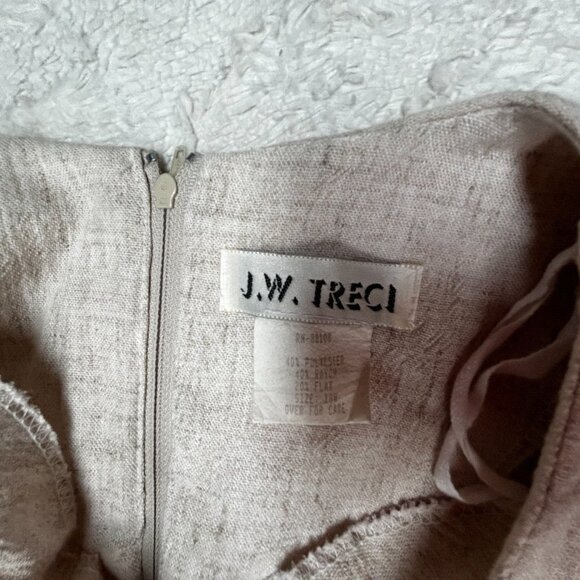 J. W. Treci Women's Button Front Tunic Pleated Top Blouse Short Sleeve 18W Beige - Picture 3 of 8